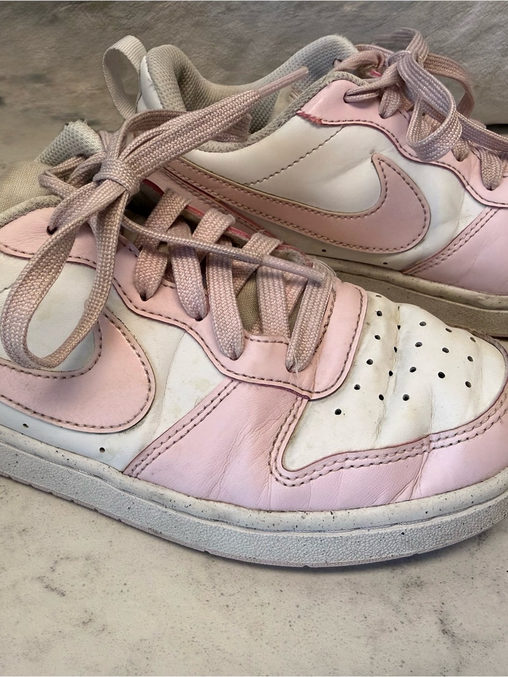 Nike Kids Light Pink and White Low-Top Sneakers